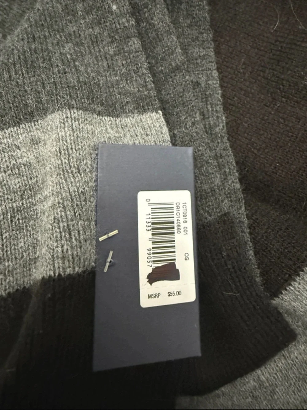 Tommy Hilfiger Men’s Black & Gray Striped Knit Scarf